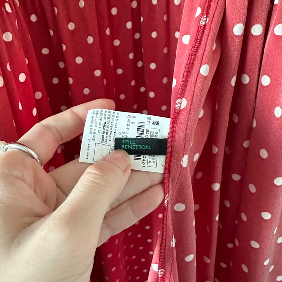 Vintage Stile Benetton Long Red Polka Dot Dress - Italy & Korea Collab Size 6 - Picture 6 of 9
